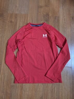 Under Armour Boys Red Long-Sleeve Athletic Tee